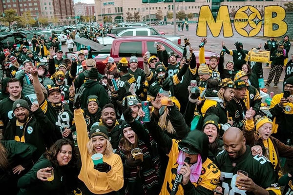 Eastern Market Detroit tailgate with Lions and Browns fans